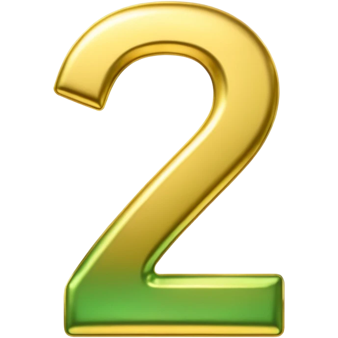 number two in golden and green shadows emoji