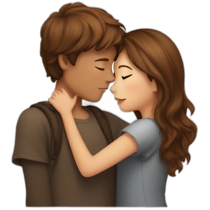 girl with long brown hair hugging boy with brown stylish hair emoji