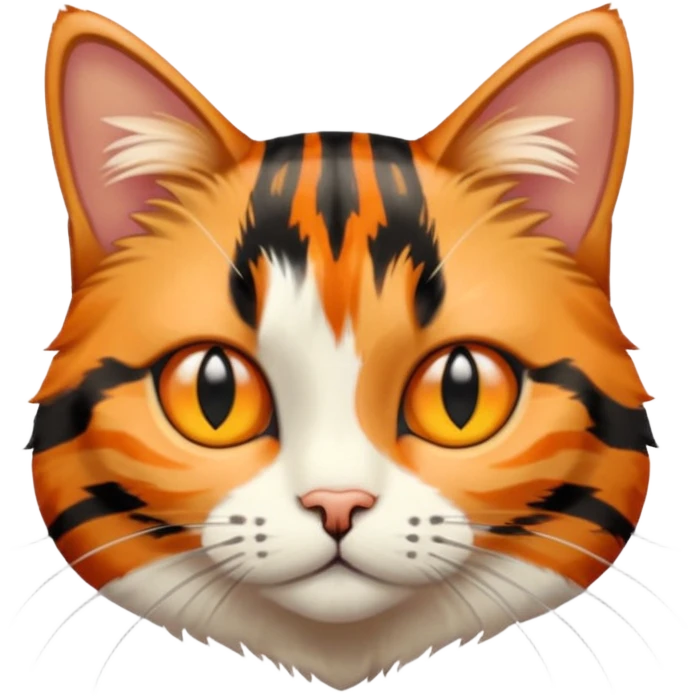 Calico cat with stripes like a tabby emoji
