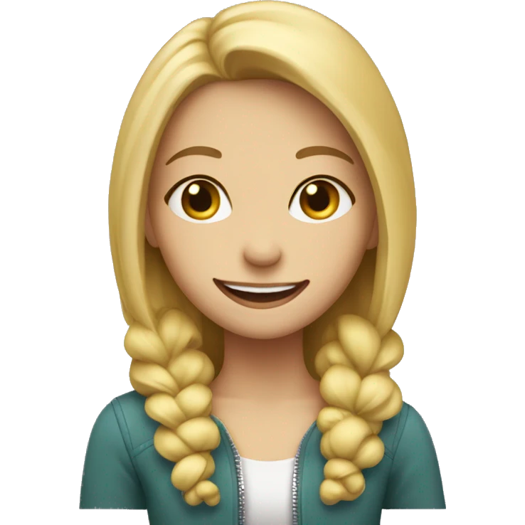 blonde girl smiling with zipper emoji