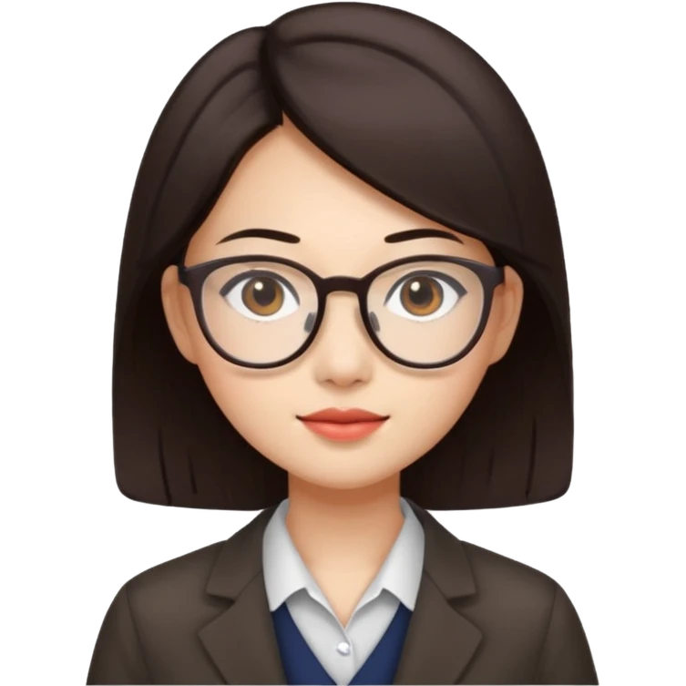 female asian quant trader, dark brown hair, with glasses emoji
