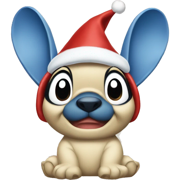 Lilo & Stitch wearing Santa hat emoji