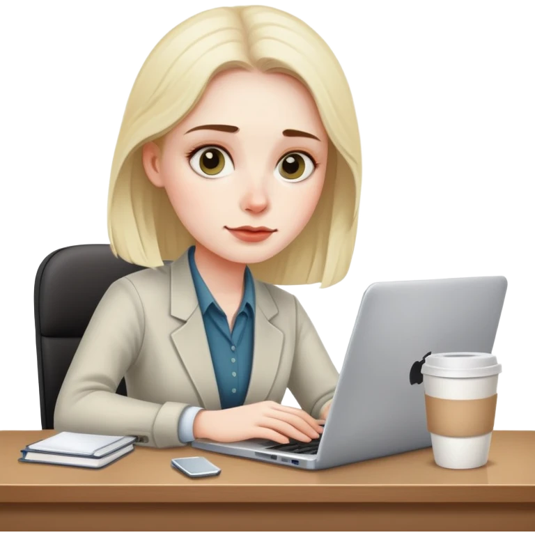 tired office worker slouched at desk with dark circles under eyes, laptop, coffee cup emoji