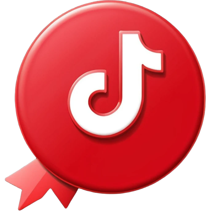 Crea la verificación de tik tok de color rojo  con un bien emoji