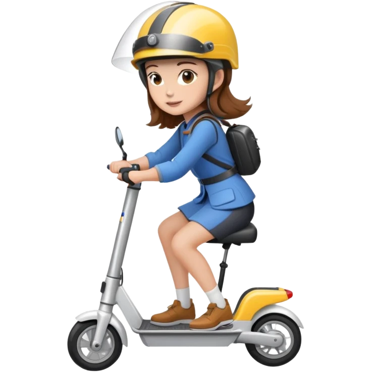 Lady with brown hair riding an electric scooter wearing a helmet  emoji