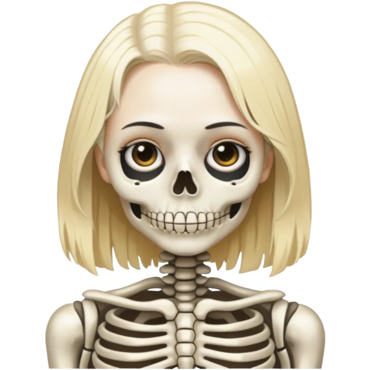 Phoebe Bridgers with a skeleton outfit and blonde hair emoji