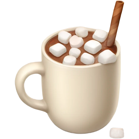 Light beige mug of hot chocolate with marshmallows  emoji