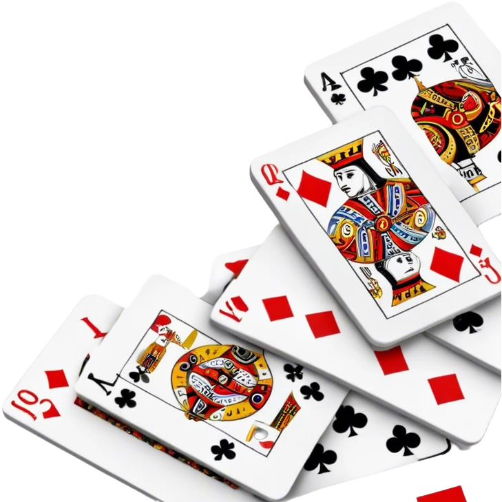 A photorealistic icon featuring playing cards, poker chips, and a deck of cards spread out on a table. Bright, detailed design with realistic textures and lighting. Transparent background, clearly symbolizing card games and strategy. emoji