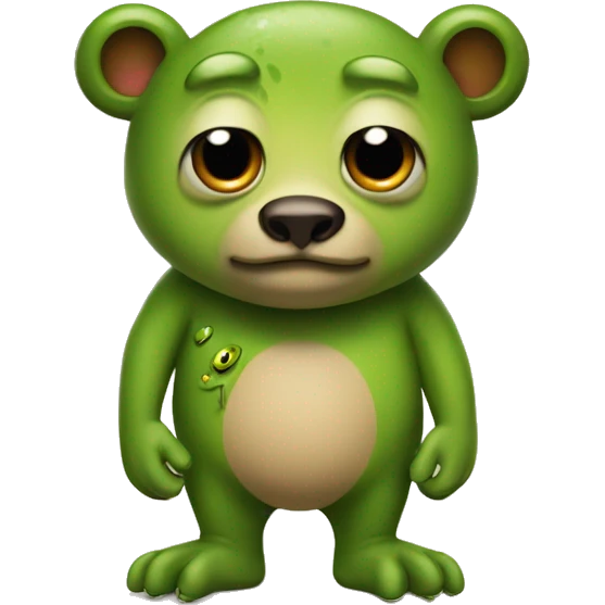 a bear with three eyes and a frog's leg emoji