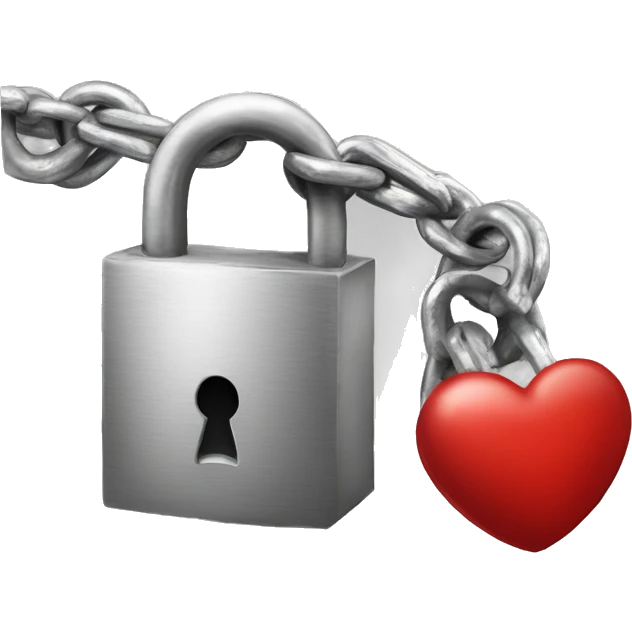 Cœur rouge dans un cadenas avec un L emoji