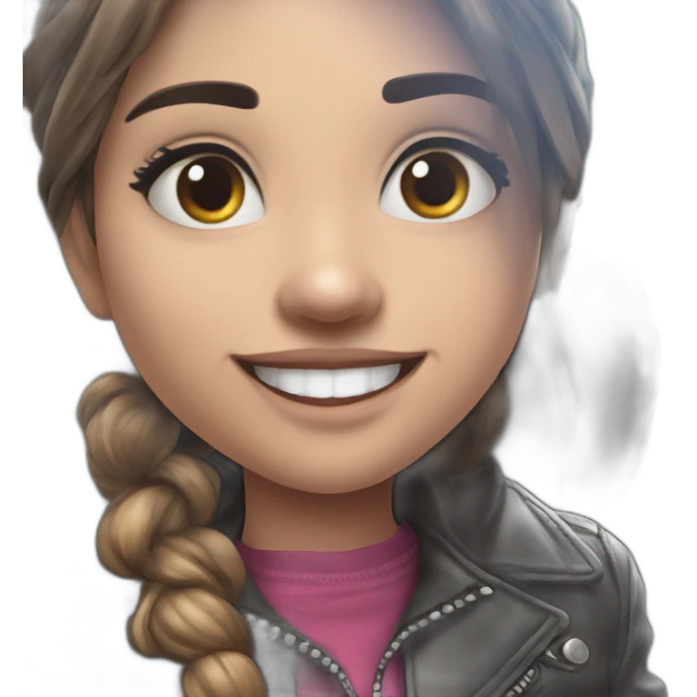 smiling girl in leather jacket emoji
