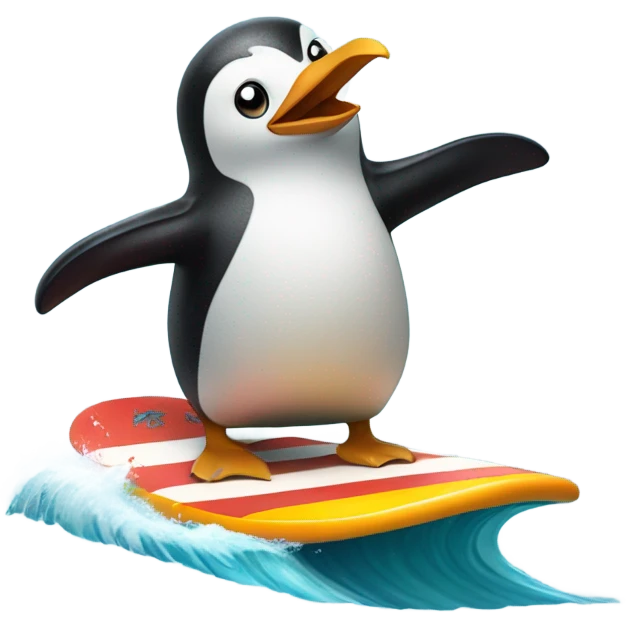 Penguin surfing emoji