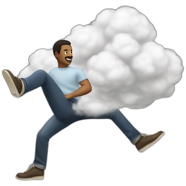 man kicking cloud emoji