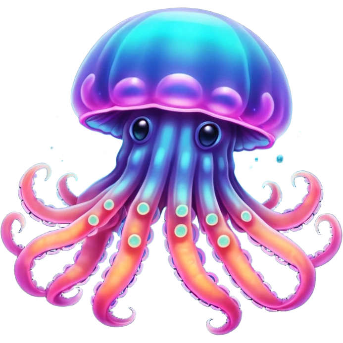 Neon glowing jellyfish-crab-squi emoji