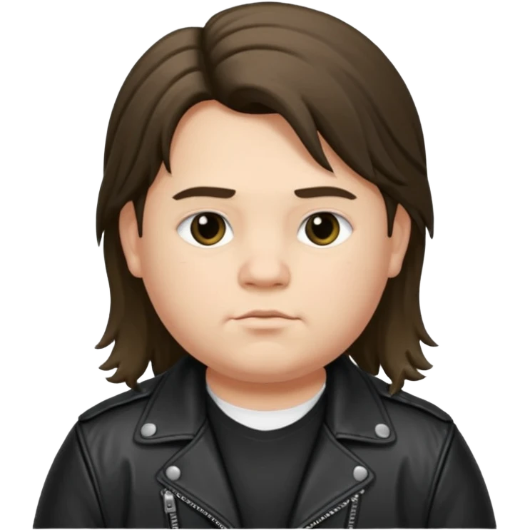 Long hair fat young boy in leather jacket emoji