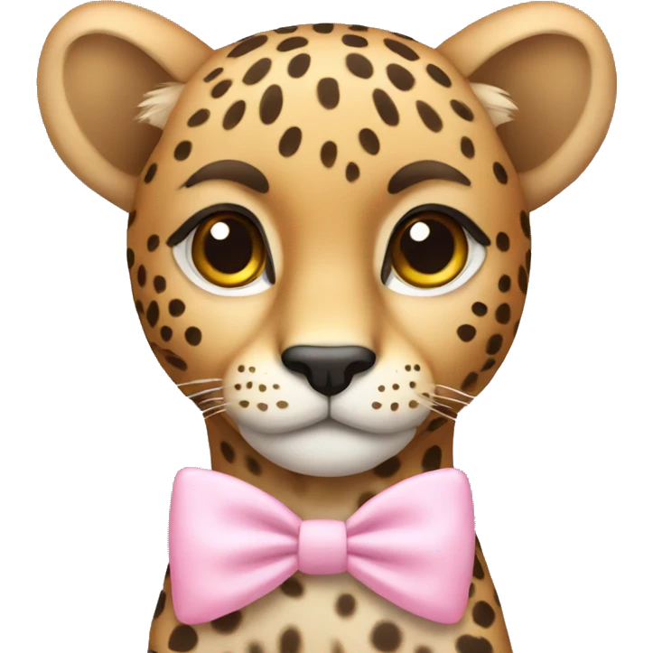 Cheetah with a light pink bow on top emoji