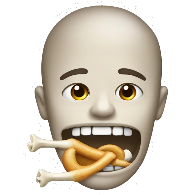 Draw an emoji with a bone in your mouth emoji