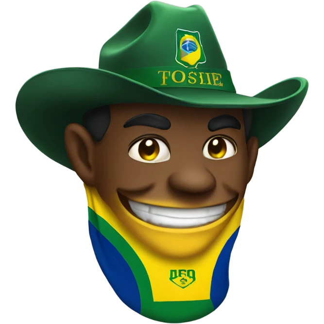 devil wearing brazil soccer jersey and cowboy hat emoji