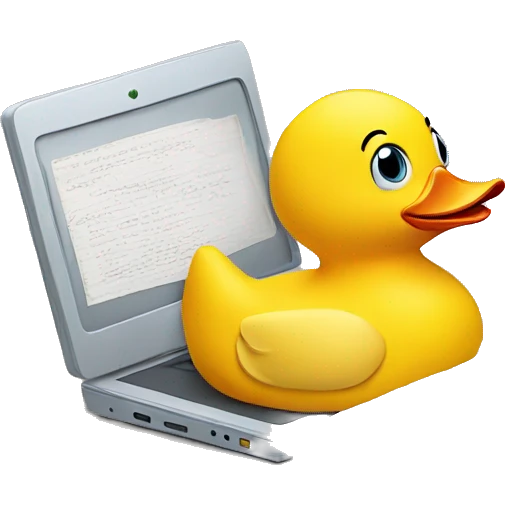 Rubber duck writing on computer  emoji