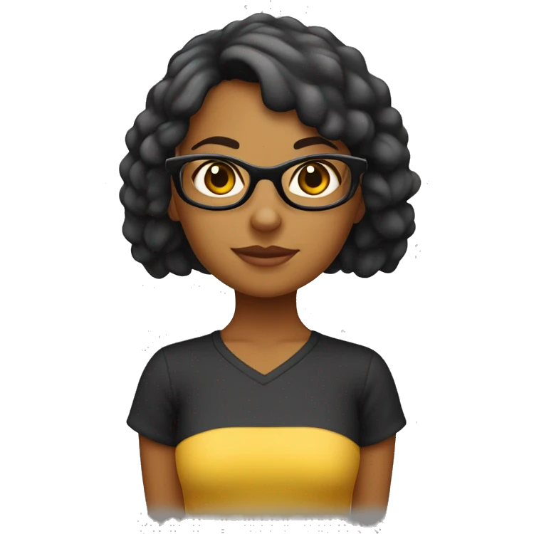 Chica moreita,pelo larguisimo negro risado, lentes de leer redondos, que sea el cuerpo entero y con bata medica emoji