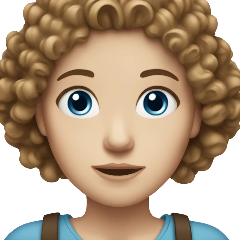 White girl with brown curls and blue eyes  emoji