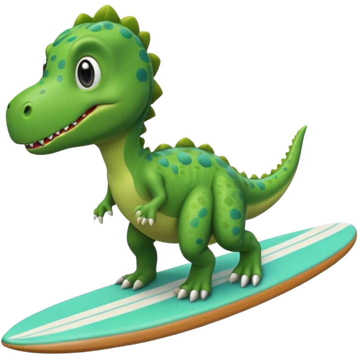 cute dino on a surfboard emoji