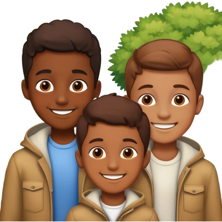 boys smiling outdoors together emoji