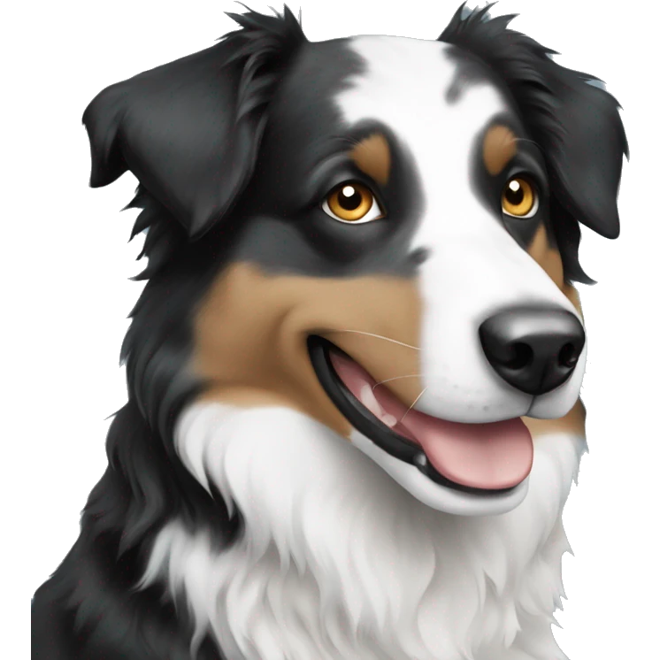 black and white Australian shepherd with blue eyes emoji