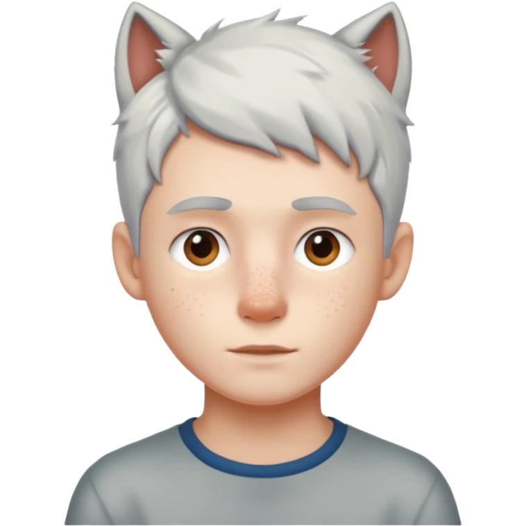 Boy with wolf cut white hair  emoji