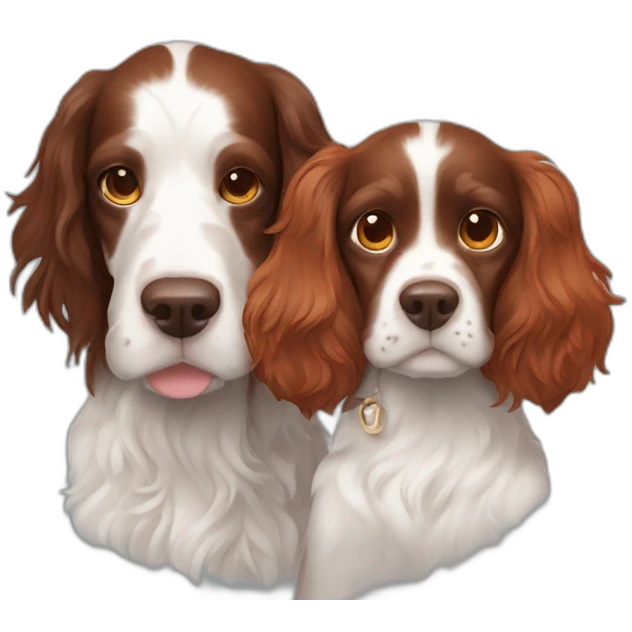 Springer spaniel with owner mom redhead and dad emoji