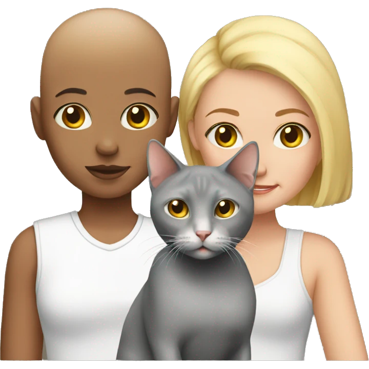 A girl with a bald cat emoji