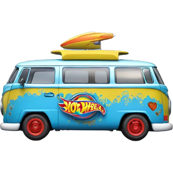 Side view.Mattel hot wheels Volkswagen Kool Kombi.tooned.car.blue  emoji