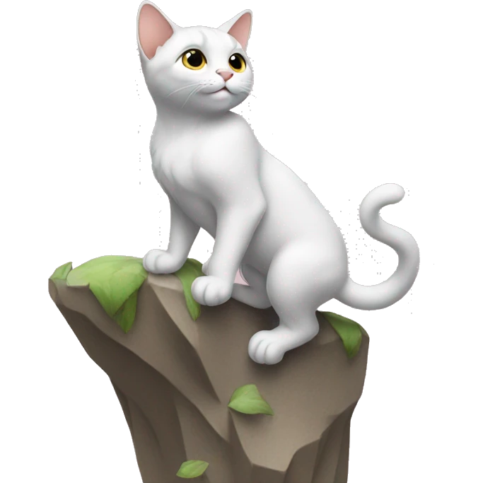 cat climbing on top of a giant 7 emoji