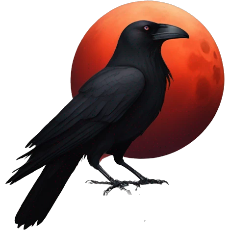 Crow in front of blood moon emoji