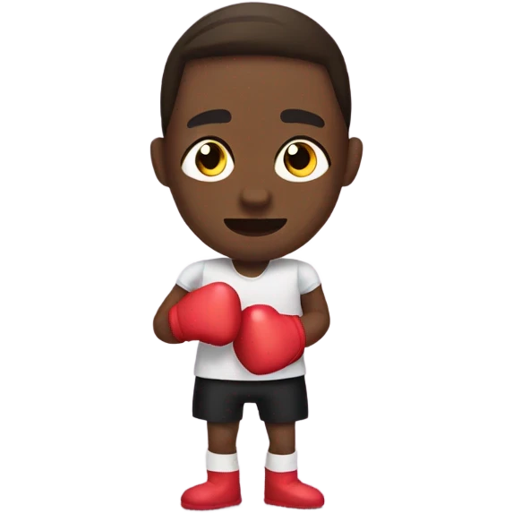 Boxer with wrapping paper gloves emoji