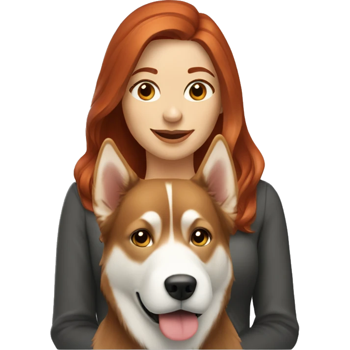 Redhead woman with malamute dog emoji