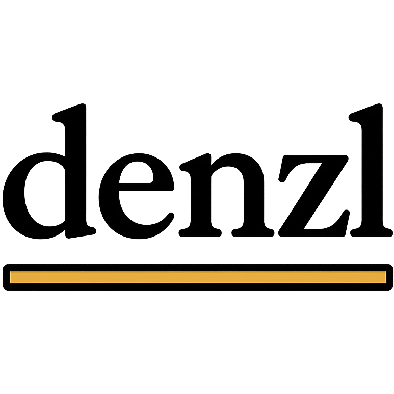 logo for 'denzl', elegant serif lettering, luxury brand feel, black and gold color scheme emoji