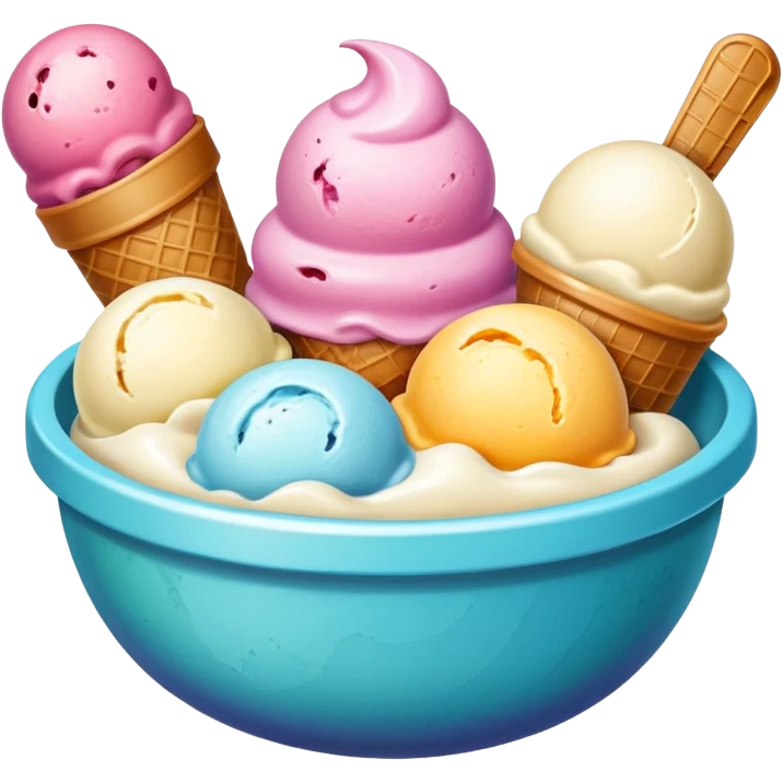 different icecream scoopsicecream in bowl emoji