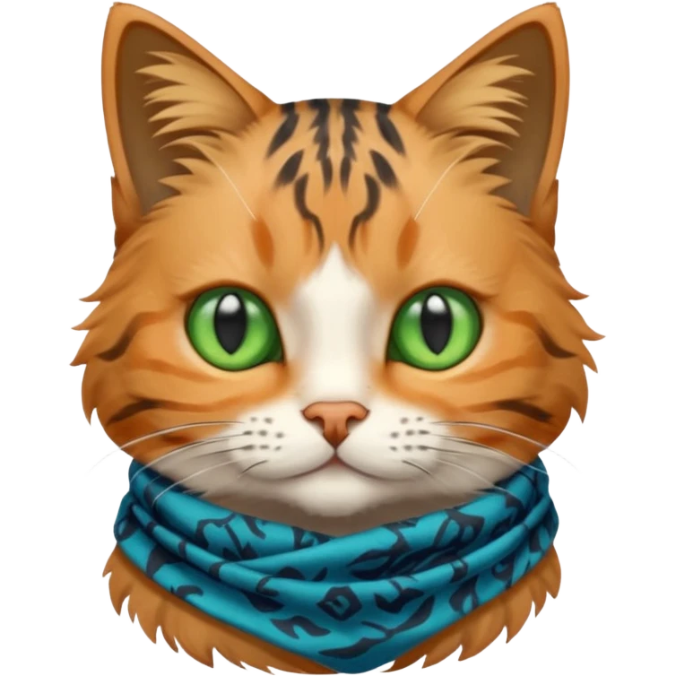 Cat wear a blue scarf, full body emoji