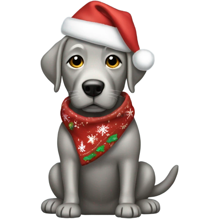Silver lab with Christmas clothes emoji