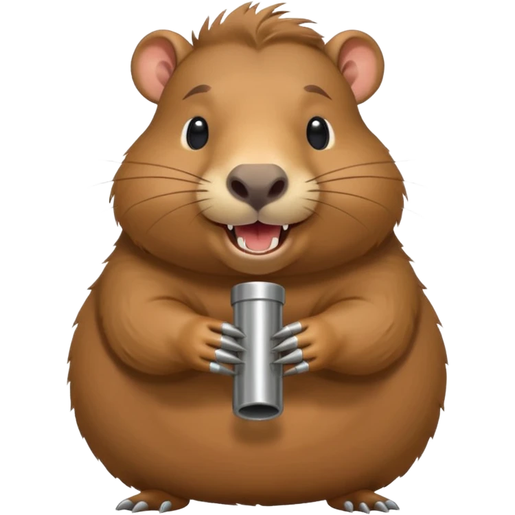 laughing capybara with stainless steel tubes emoji