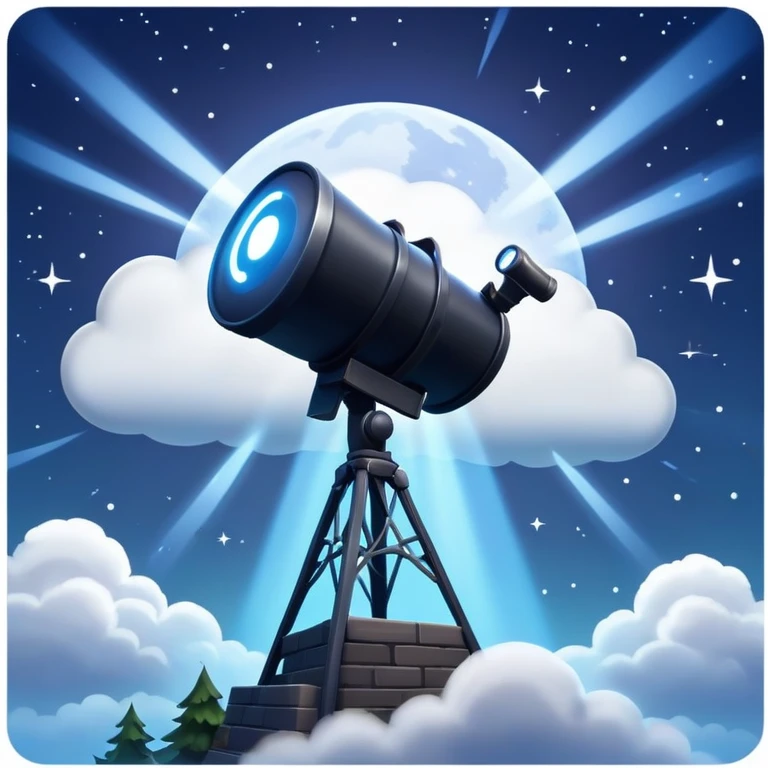 Fortnite signal in the night sky, a spotlight projecting the Fortnite logo into cloudy night sky emoji