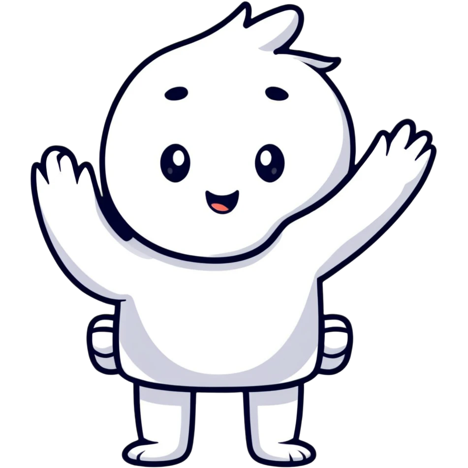 cute character waving hand emoji