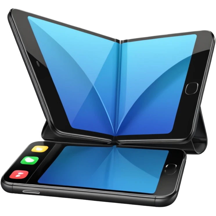 Foldable phone halfway open.






















 emoji