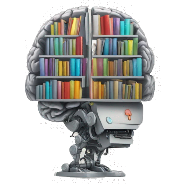 mechanical robotic brain containing books inside  emoji