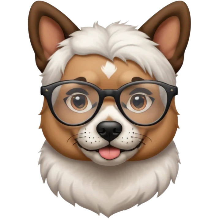 tattooed dog with heavy face tattooes and glassess, white emoji