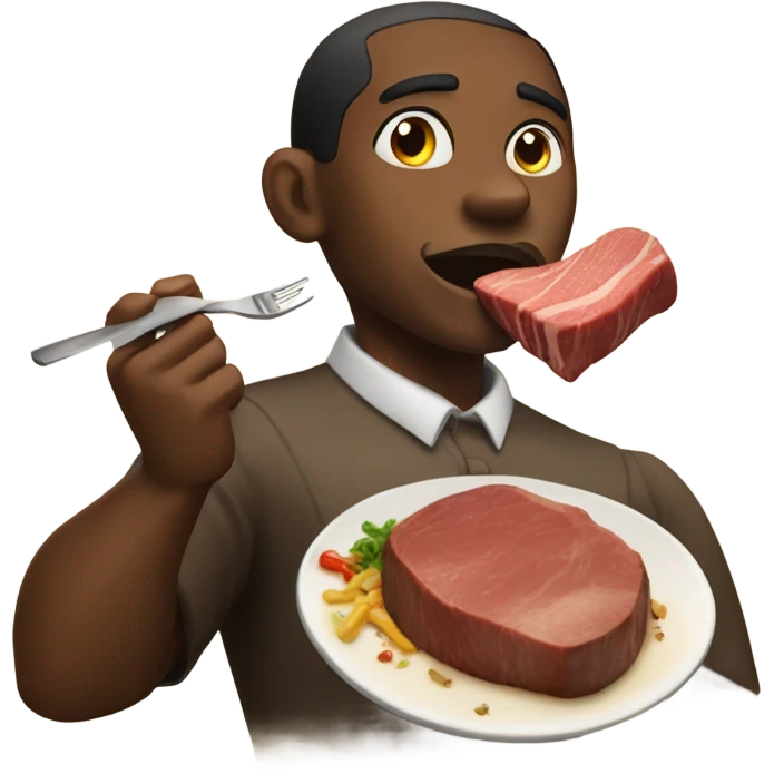 Black man eating a big steak from longhorn  emoji