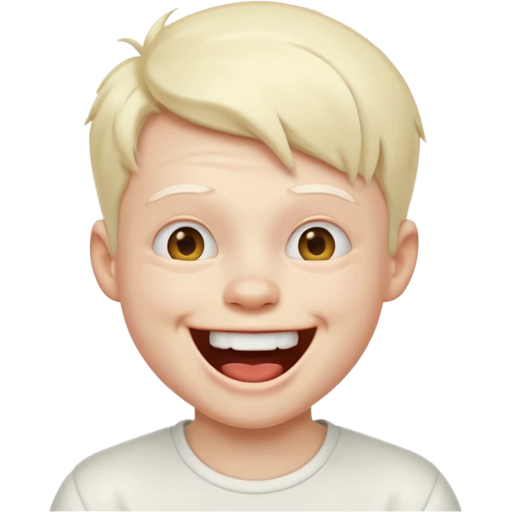 young albino emoji boy laughing out loud with white top emoji