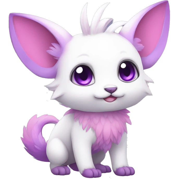 Cute cool white purple pink animal hybrid Fakemon full body emoji