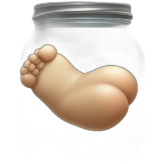 an empty glass jar squeezed +in-between two human legs,-inside,-in-the-jar,-nsfw,-genitals emoji